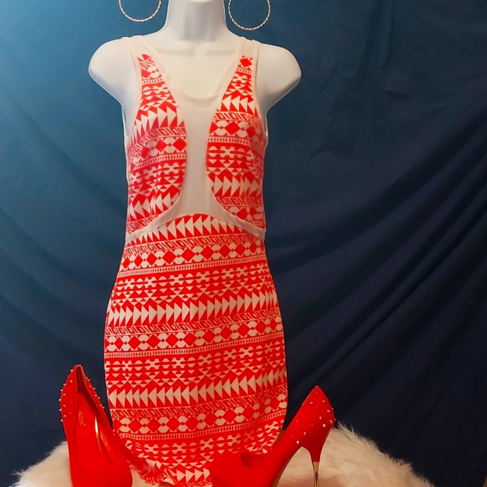 Janice Mesh Peek N Peach Dress